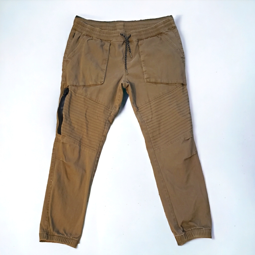 Ring Of Fire Mens XXL Cotton Brown Jogger 38x29 4 Pocket Elastic Waist Cuff Pant